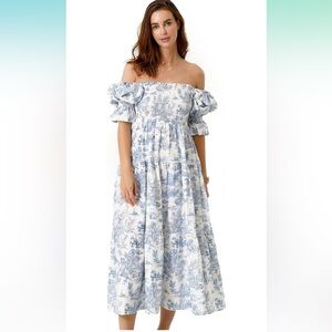 NOTHING FITS BUT Blue and White Cotton Maternity Dress